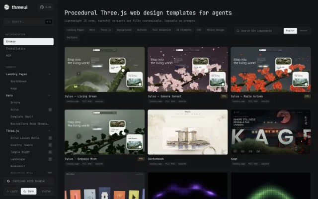 ThreeUI — ThreeUI is a platform that offers interactive web design templates and shaders for Three.js, a popular JavaScript library for 3D rendering.
