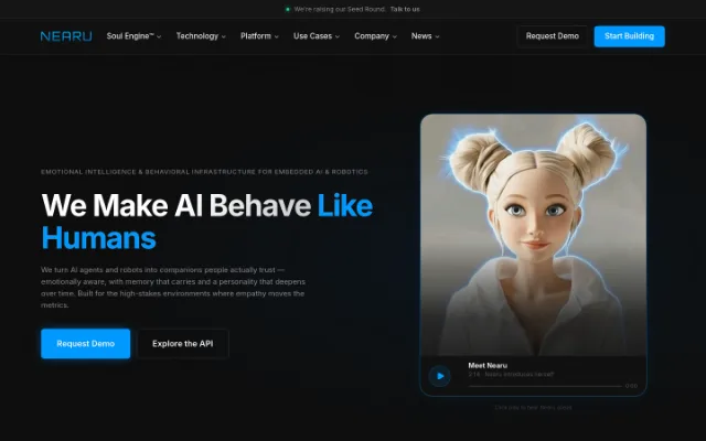Nearu — Nearu is an emotional intelligence infrastructure layer for AI agents and robotics, providing a platform for developers to create emotionally intelligent AI companions.