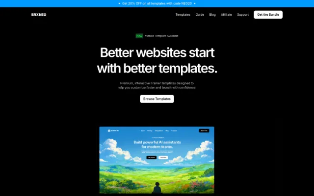 Premium Framer Templates for Modern Brands | Brxneo — Brxneo offers premium Framer templates for modern brands, designed to help customize and launch websites faster.