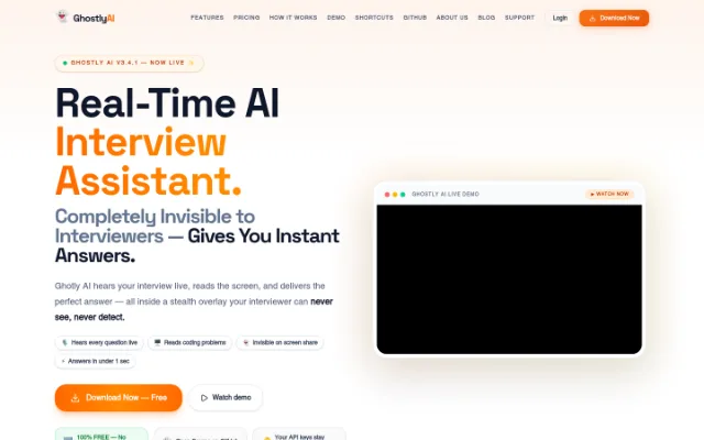 Ghotly AI — Ghostly AI is a free AI assistant for developers to help them prepare for technical interviews. It provides features such as live transcription, screen capture, and AI chat, and is designed to be compact and private.