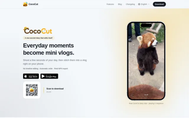 CocoCut — CocoCut is a mobile app that allows users to capture and edit short video clips into a vlog.